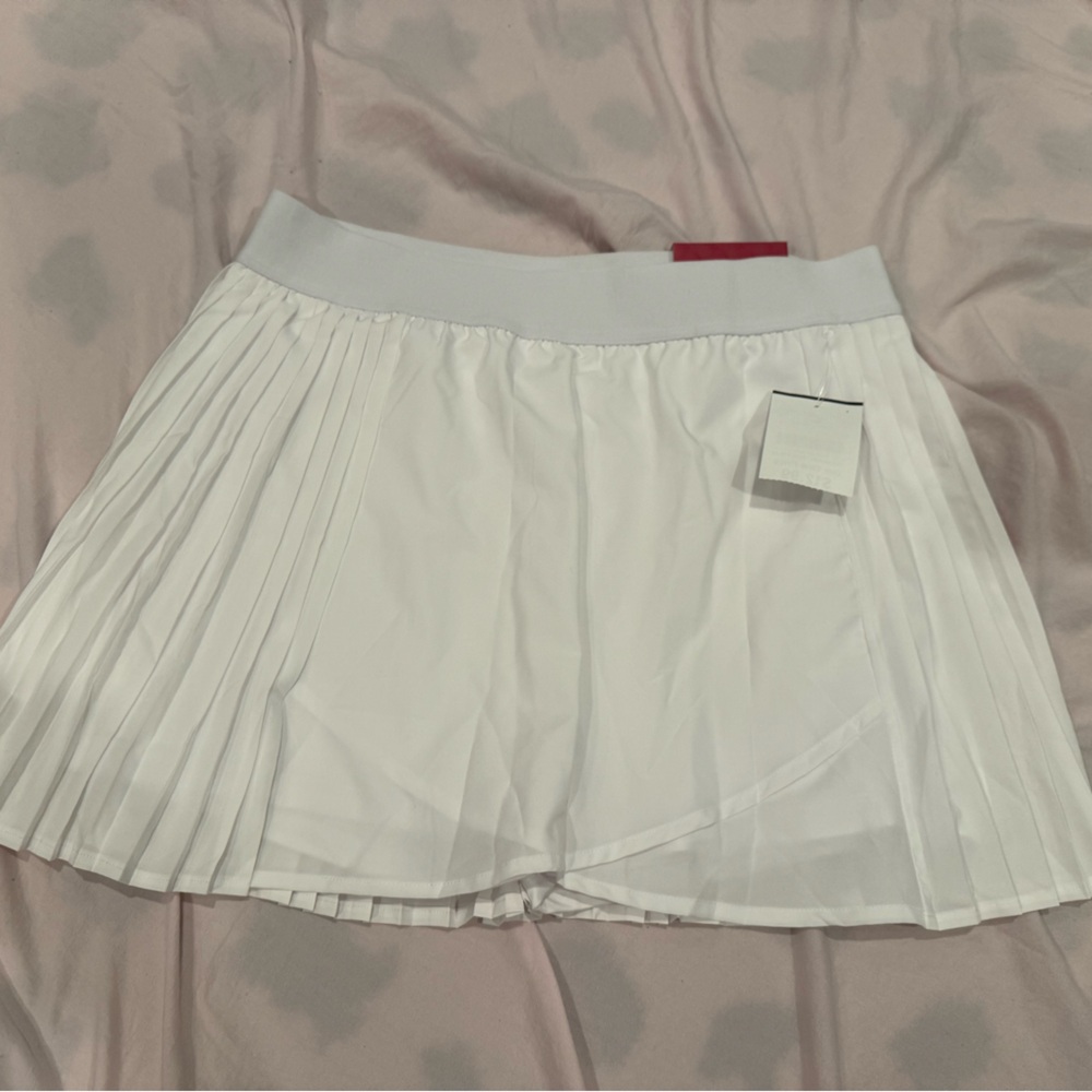 Kensie White Pleated Skater Skirt women large